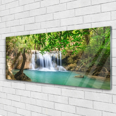 Quadro acrilico Cascata del lago della foresta naturale