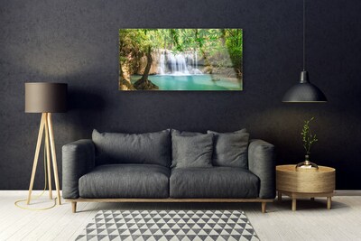 Quadro acrilico Cascata del lago della foresta naturale