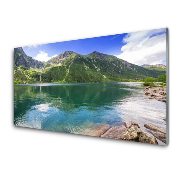 Quadro in vetro acrilico Paesaggio del lago di montagna