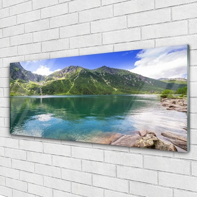 Quadro in vetro acrilico Paesaggio del lago di montagna