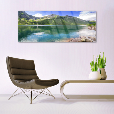 Quadro in vetro acrilico Paesaggio del lago di montagna