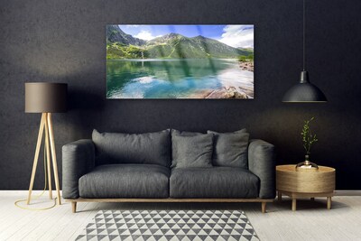 Quadro in vetro acrilico Paesaggio del lago di montagna