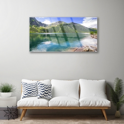 Quadro in vetro acrilico Paesaggio del lago di montagna