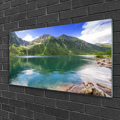 Quadro in vetro acrilico Paesaggio del lago di montagna