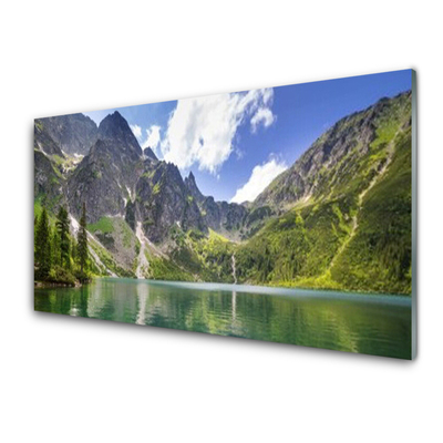 Quadro in vetro acrilico Paesaggio del lago di montagna