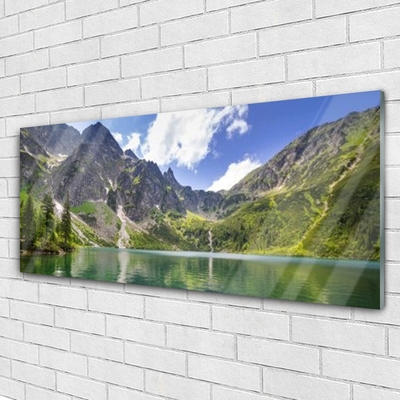 Quadro in vetro acrilico Paesaggio del lago di montagna