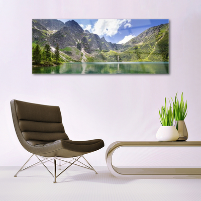 Quadro in vetro acrilico Paesaggio del lago di montagna