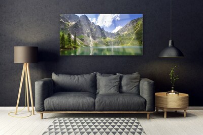 Quadro in vetro acrilico Paesaggio del lago di montagna