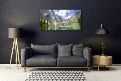 Quadro in vetro acrilico Paesaggio del lago di montagna