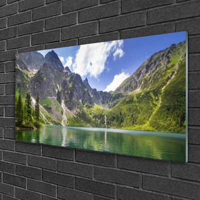 Quadro in vetro acrilico Paesaggio del lago di montagna