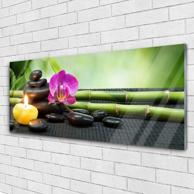 Quadro acrilico Spa Zen con fiori di bambù