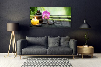 Quadro acrilico Spa Zen con fiori di bambù