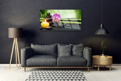 Quadro acrilico Spa Zen con fiori di bambù