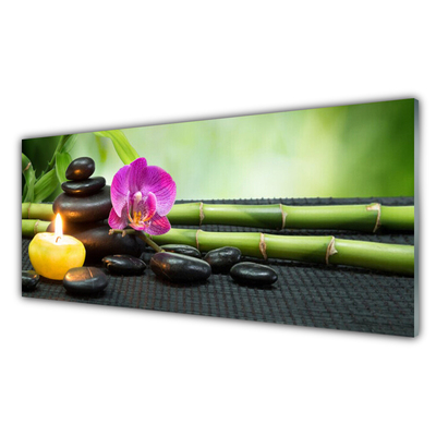 Quadro acrilico Spa Zen con fiori di bambù