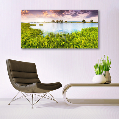 Quadro acrilico Erba, Lago. Natura