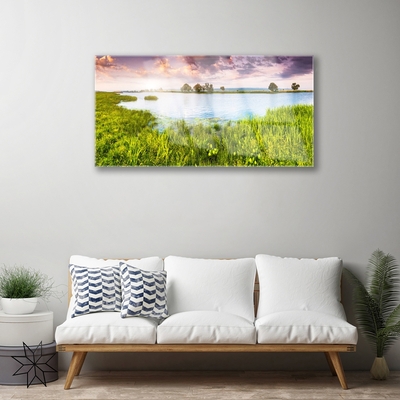 Quadro acrilico Erba, Lago. Natura