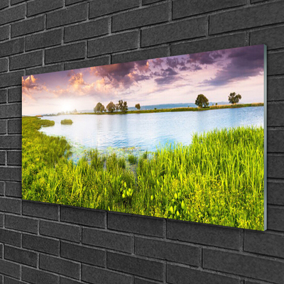 Quadro acrilico Erba, Lago. Natura