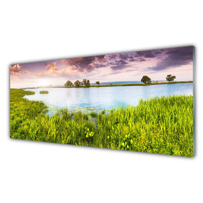 Quadro acrilico Erba, Lago. Natura
