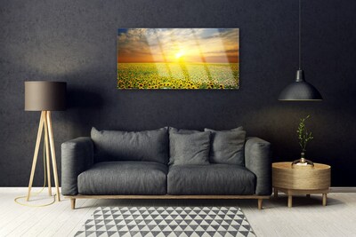 Quadro acrilico Il sole, il prato, i girasoli