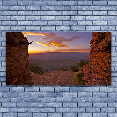 Quadro su vetro acrilico Roccia, nuvole, cielo, paesaggio