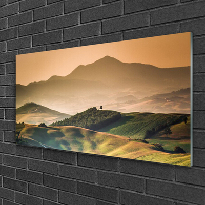 Quadro acrilico Paesaggio del campo delle montagne