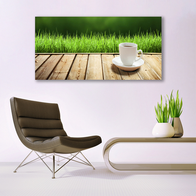 Quadro in vetro acrilico Tazza Erba Natura Legno