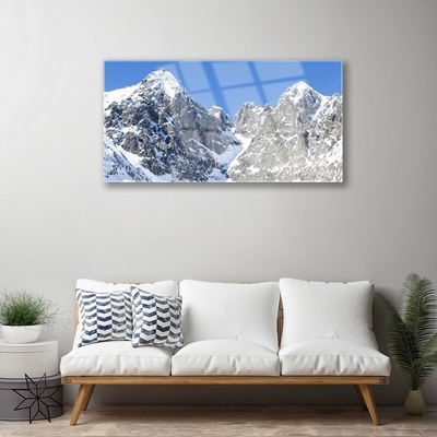 Quadro acrilico Paesaggio di neve di montagna