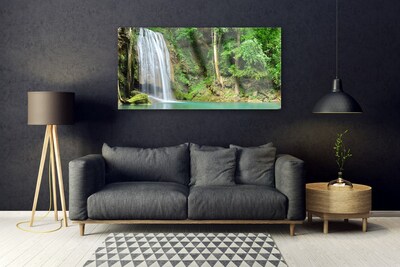 Quadro su vetro acrilico Cascata della natura della foresta