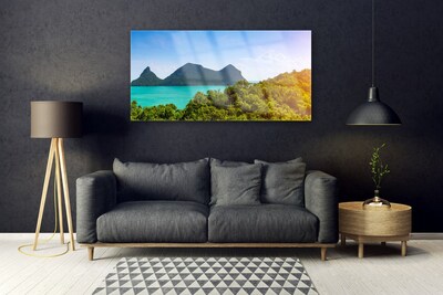 Quadro acrilico Paesaggio degli alberi del mare delle montagne