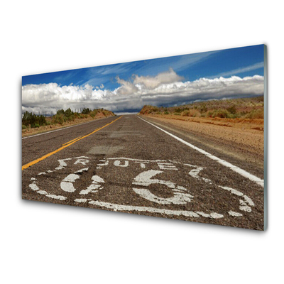 Quadro vetro acrilico Strada nel deserto dell'autostrada