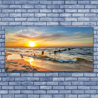Quadro su vetro acrilico Spiaggia del mare al tramonto