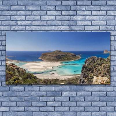 Quadro in vetro acrilico Montagne della spiaggia del mare dell'isola