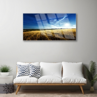 Quadro acrilico Paesaggio del sole del campo di mais