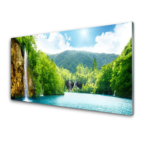 Quadro vetro acrilico Foresta Lago Natura montagne