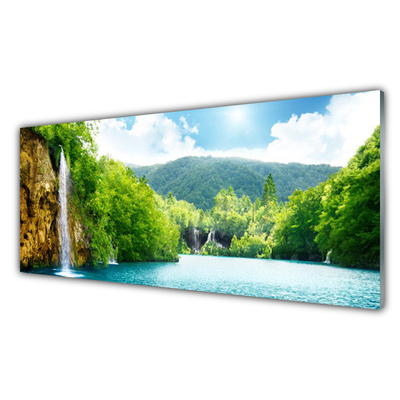 Quadro vetro acrilico Foresta Lago Natura montagne