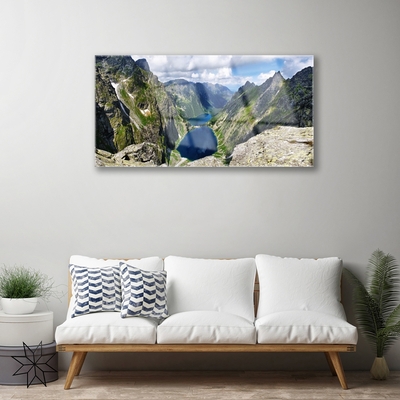 Quadro vetro acrilico Montagne, la Valle del Lago Szczyty