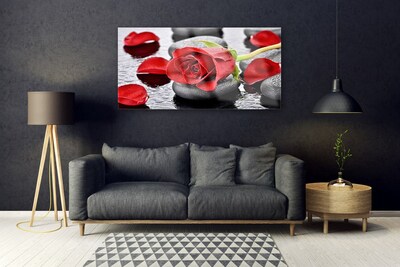 Quadro acrilico Fiore di rosa rossa