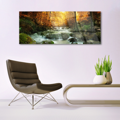 Quadro acrilico Cascata Natura Foresta autunnale