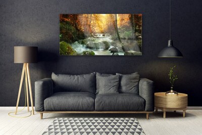 Quadro acrilico Cascata Natura Foresta autunnale