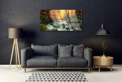 Quadro acrilico Cascata Natura Foresta autunnale