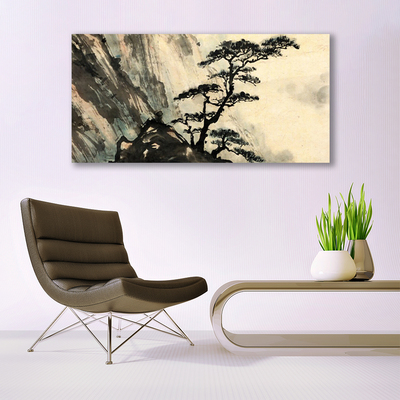 Quadro vetro acrilico Albero d'arte dipinto