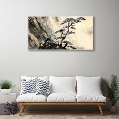 Quadro vetro acrilico Albero d'arte dipinto