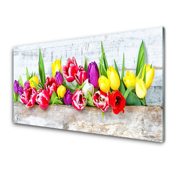 Quadro in vetro acrilico Tulipani, fiori, natura