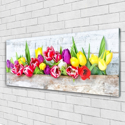 Quadro in vetro acrilico Tulipani, fiori, natura