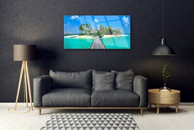 Quadro su vetro acrilico Spiaggia tropicale delle palme