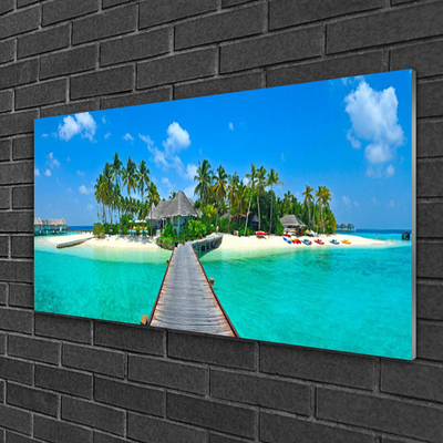 Quadro su vetro acrilico Spiaggia tropicale delle palme