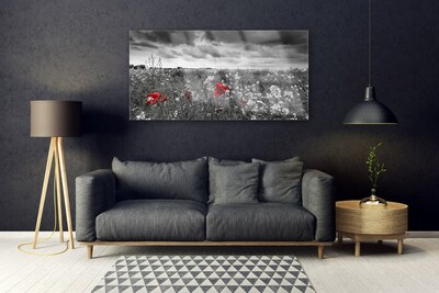 Quadro vetro acrilico Paesaggio di fiori di prato