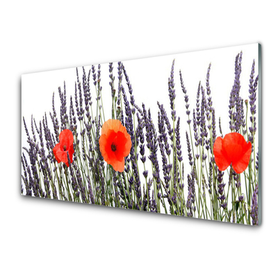 Quadro acrilico Papaveri Fiori Campo Di Erba