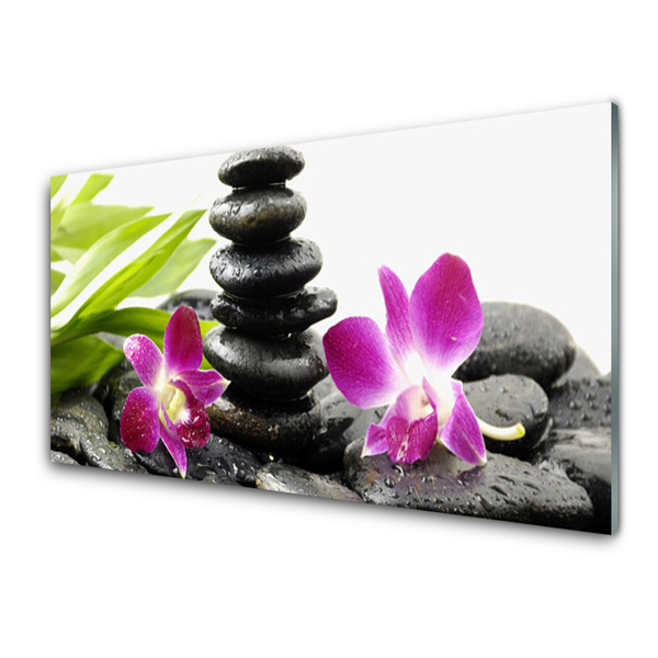 Quadro acrilico Zen Spa pietre orchidea