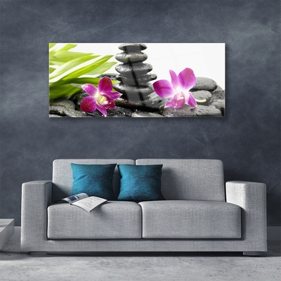 Quadro acrilico Zen Spa pietre orchidea